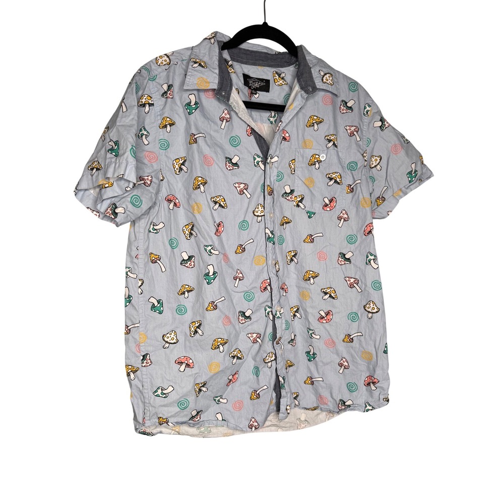 Eighty Eight blue colorful mushroom print buttons down short sleeve shirt
